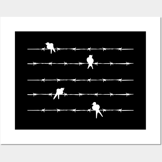 White Birds on Wire Wall Art by majoihart